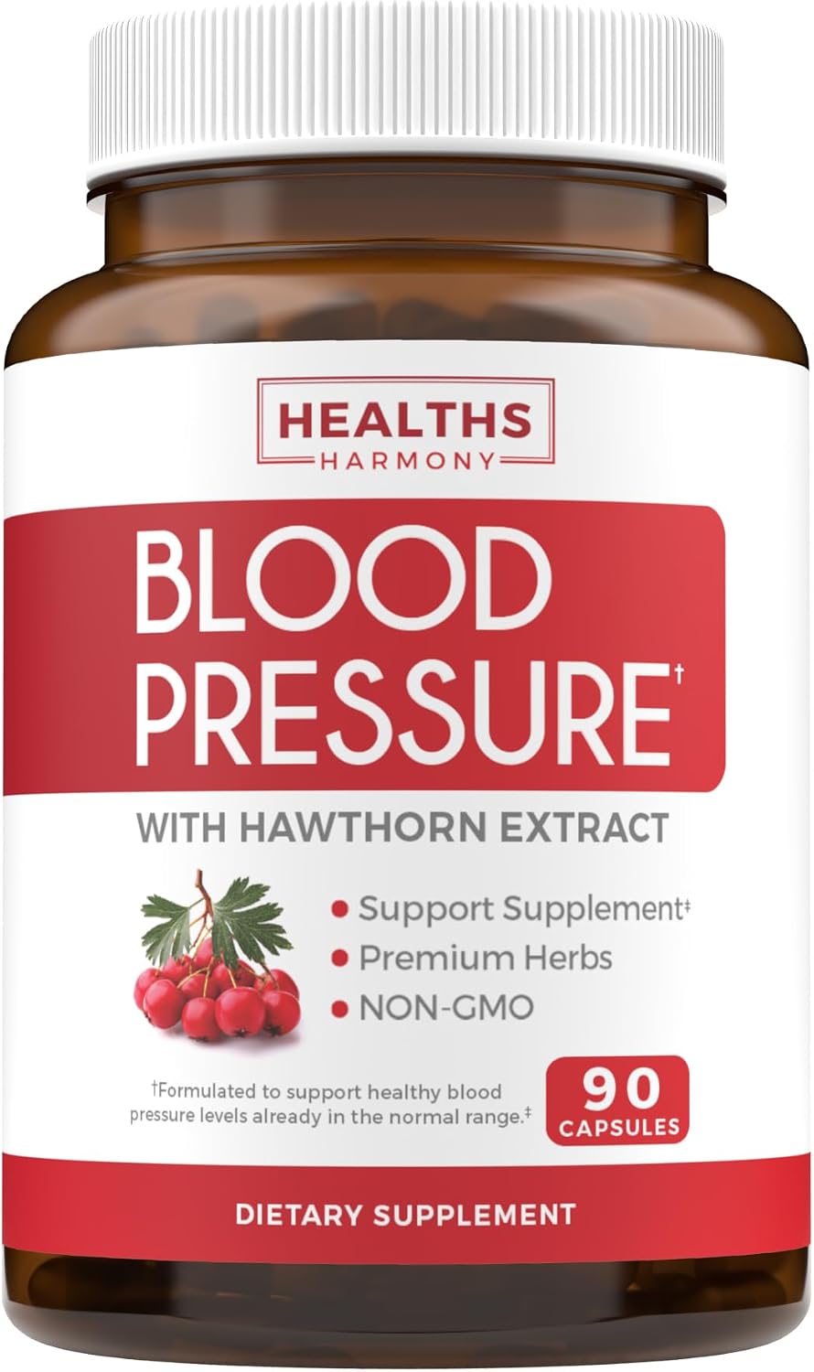 Blood Pressure Support Supplement (NON-GMO) Premium Natural Herbs, Vitamins & Berries - High Dosage of Hawthorn Berry Extract – Supports Blood Pressure Levels Already In The Normal Range – 90 Capsules - PrimeBioHealth - canada supplements