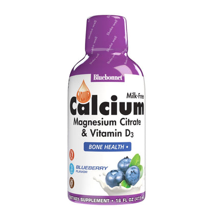 Bluebonnet Nutrition Liquid Calcium Citrate, Magnesium, Vitamin D3, Bone Health, Gluten Free, Soy Free, Milk Free, Kosher, 16 fl oz, 32 Servings, Mixed Berry Flavor - PrimeBioHealth - canada supplements