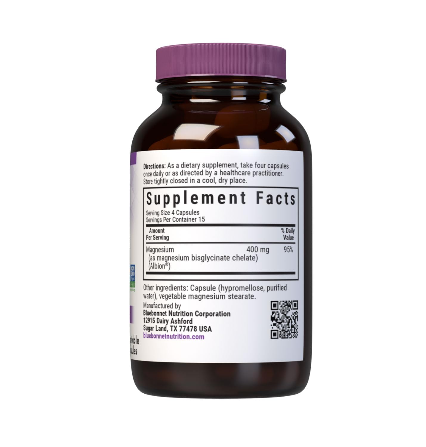 Bluebonnet Nutrition Magnesium Glycinate 400mg Maximum Absorption Mineral Complex Supports Energy Production & Enzyme Function - Non-GMO, Soy-Free, Gluten-Free - 120 Veggie Capsules - PrimeBioHealth - canada supplements