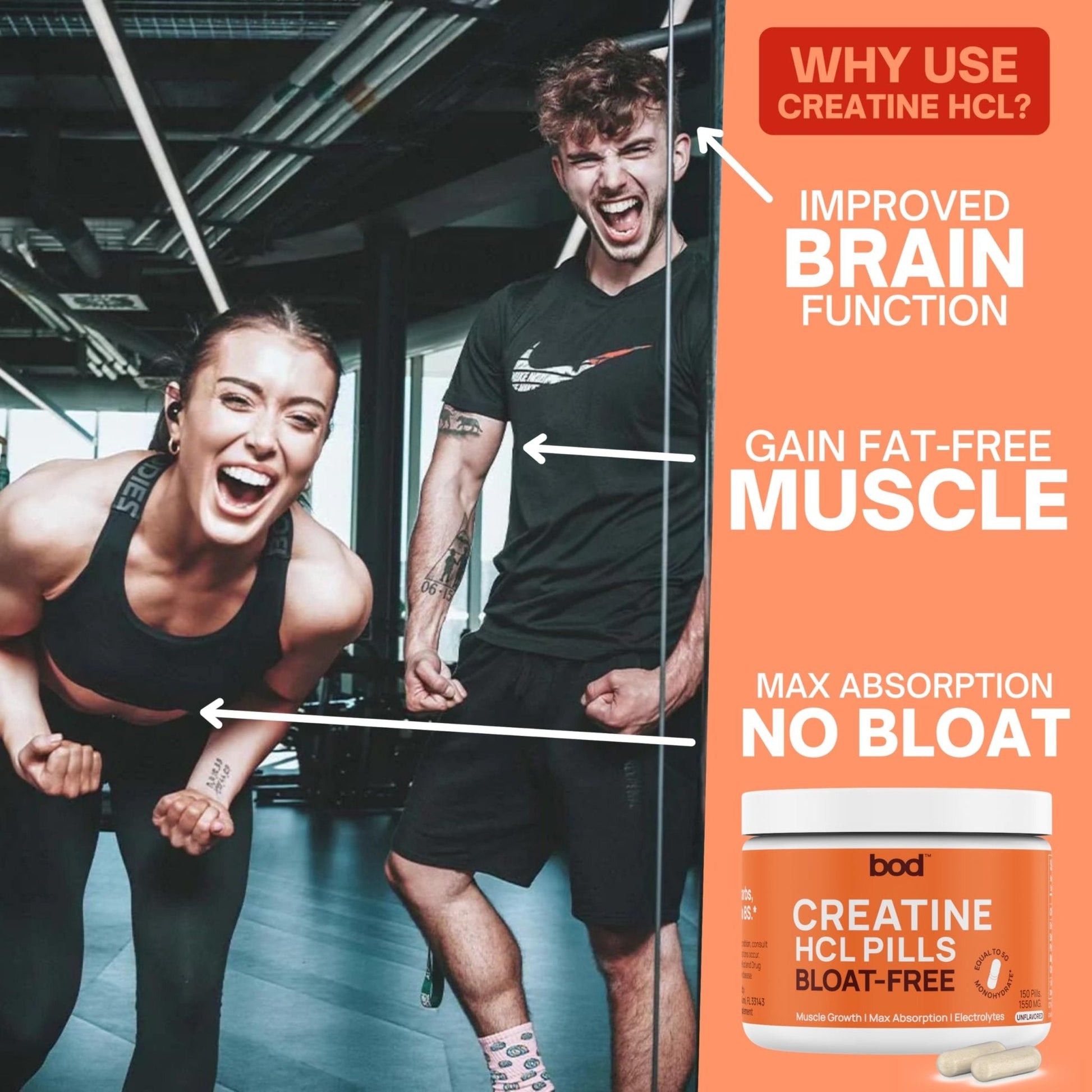 Bod Creatine HCL Capsules – 150 Pills | Creatine Hydrochloride Supplement for Men & Women | Easy-to-Swallow Alternative to Monohydrate Powder, Unflavored & Keto-Friendly - PrimeBioHealth - canada supplements