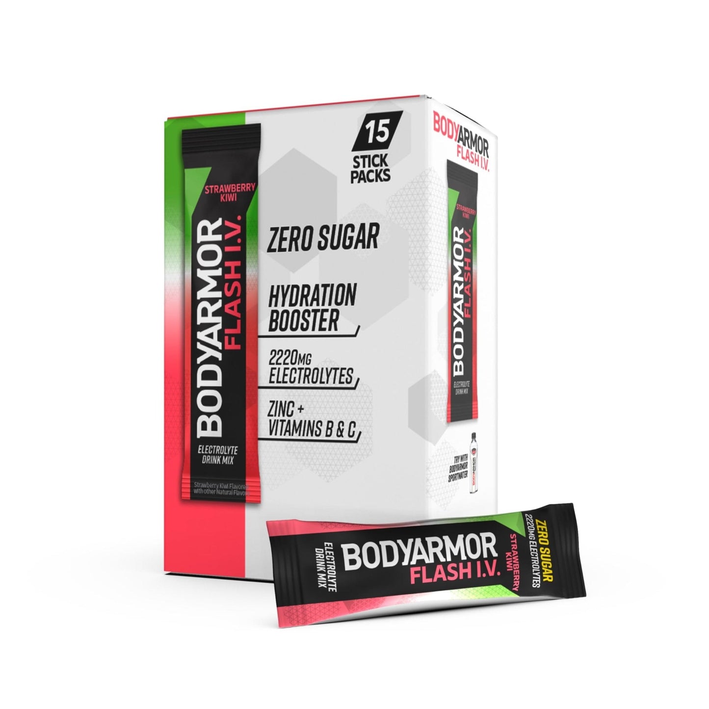 BODYARMOR Flash IV Electrolyte Packets, Strawberry Kiwi - Zero Sugar Drink Mix, Single Serve Packs, Coconut Water Powder (15 Count) - PrimeBioHealth - canada supplements