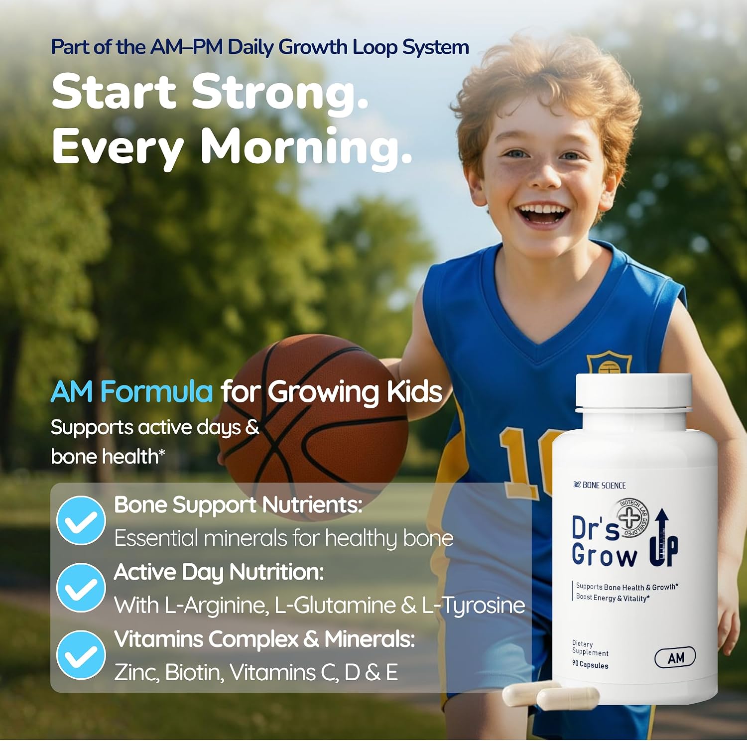 BONE SCIENCE Dr’s Grow UP AM & PM Bone and Growth for Kids and Teens, Day and Night System, Daily Formula with Highly Absorbable Essential Minerals, Vitamin D3 and K2 (MK-7) - PrimeBioHealth - canada supplements