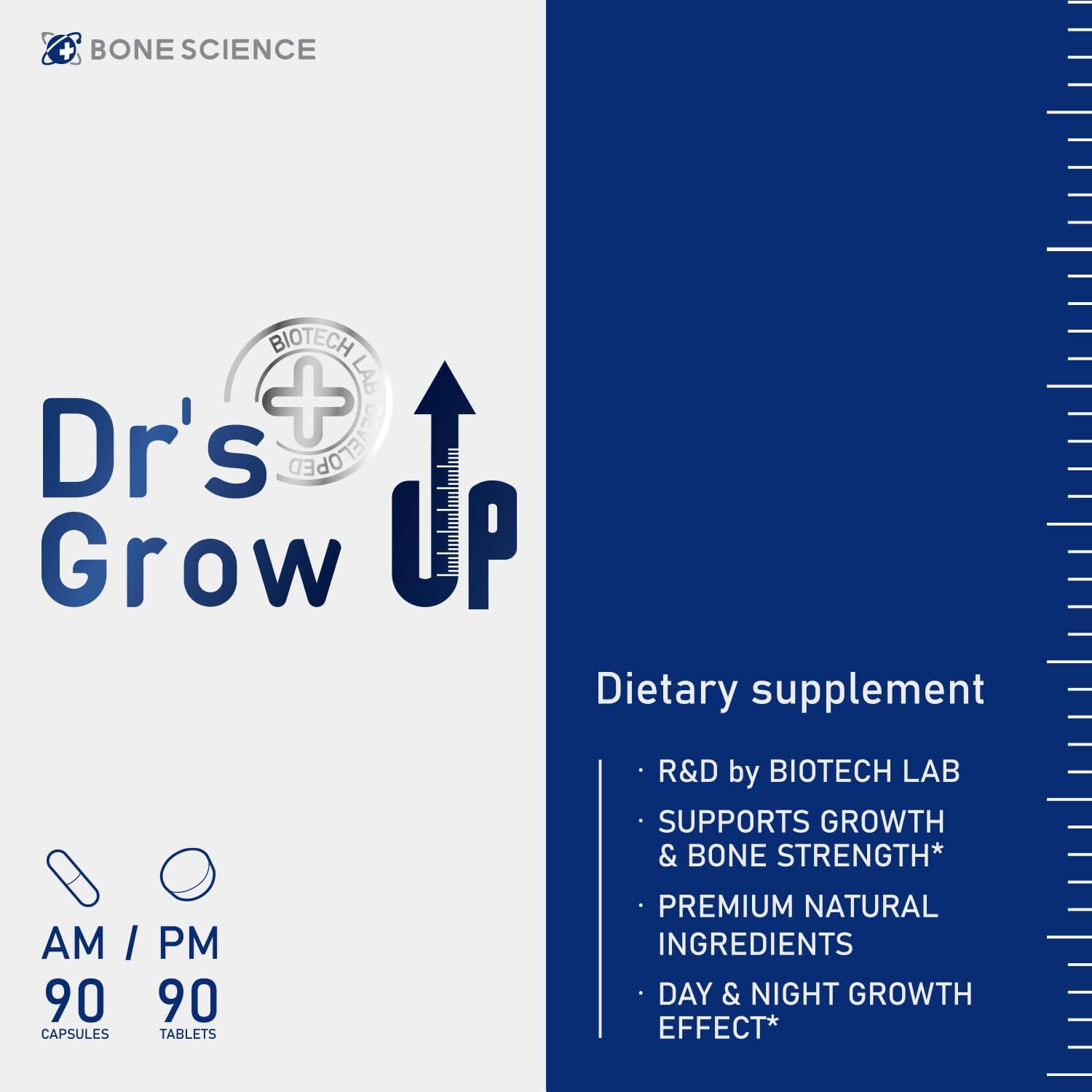 BONE SCIENCE Dr’s Grow UP AM & PM Bone and Growth for Kids and Teens, Day and Night System, Daily Formula with Highly Absorbable Essential Minerals, Vitamin D3 and K2 (MK-7) - PrimeBioHealth - canada supplements