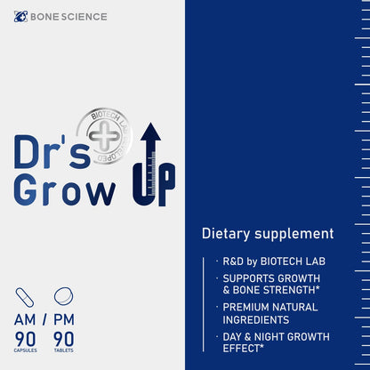 BONE SCIENCE Dr’s Grow UP AM & PM Bone and Growth for Kids and Teens, Day and Night System, Daily Formula with Highly Absorbable Essential Minerals, Vitamin D3 and K2 (MK-7) - PrimeBioHealth - canada supplements