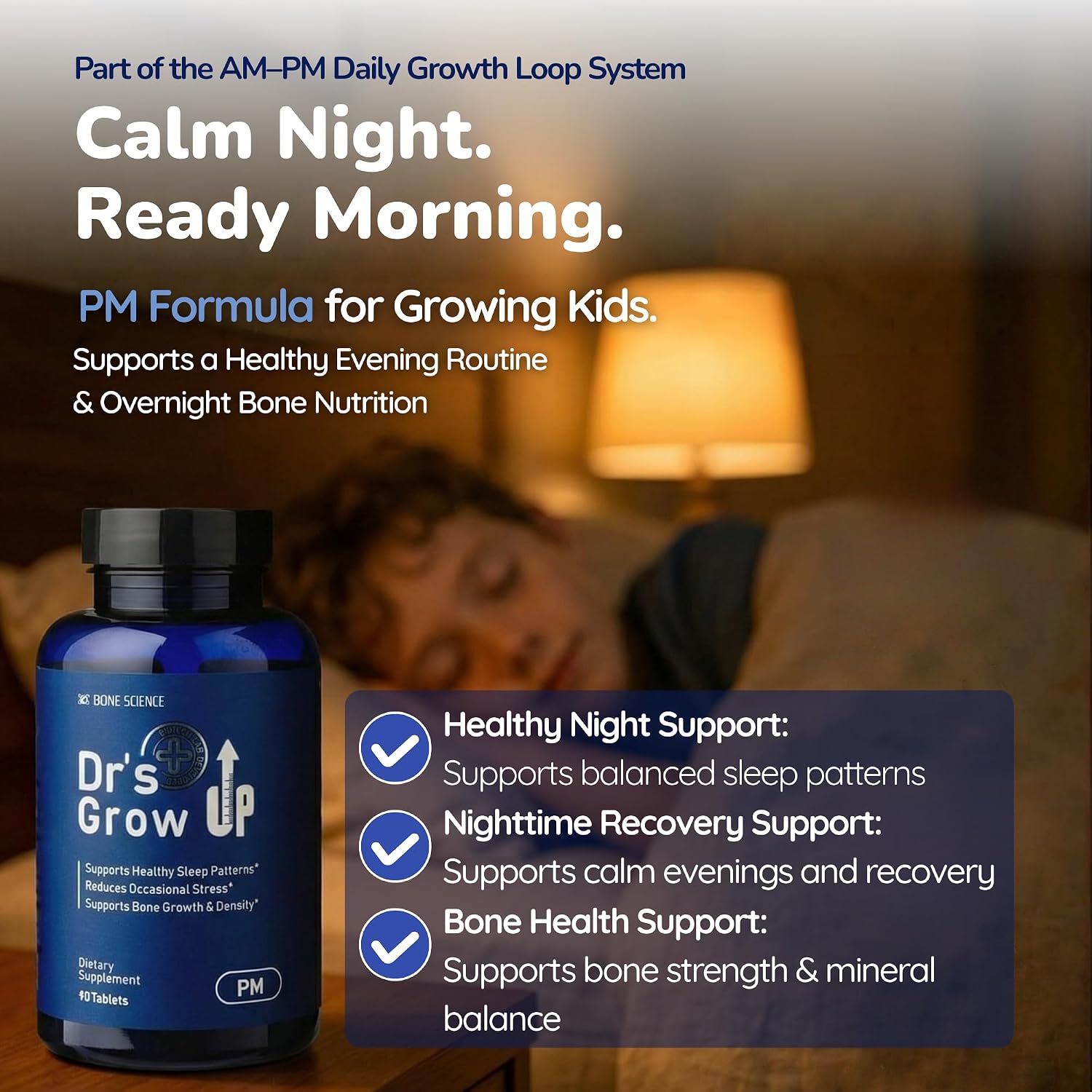 BONE SCIENCE Dr’s Grow UP AM & PM Bone and Growth for Kids and Teens, Day and Night System, Daily Formula with Highly Absorbable Essential Minerals, Vitamin D3 and K2 (MK-7) - PrimeBioHealth - canada supplements
