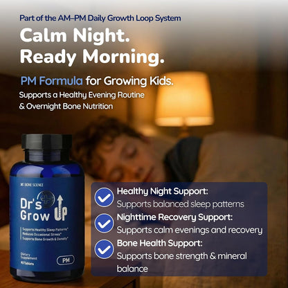BONE SCIENCE Dr’s Grow UP AM & PM Bone and Growth for Kids and Teens, Day and Night System, Daily Formula with Highly Absorbable Essential Minerals, Vitamin D3 and K2 (MK-7) - PrimeBioHealth - canada supplements
