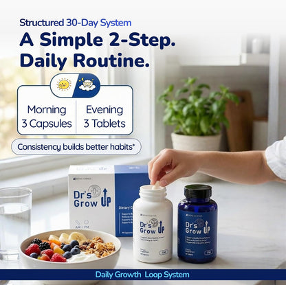 BONE SCIENCE Dr’s Grow UP AM & PM Bone and Growth for Kids and Teens, Day and Night System, Daily Formula with Highly Absorbable Essential Minerals, Vitamin D3 and K2 (MK-7) - PrimeBioHealth - canada supplements