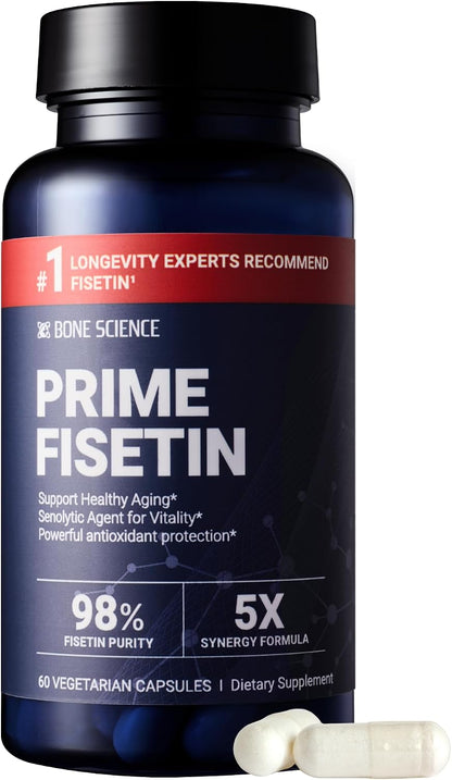 BONE SCIENCE Prime Fisetin 98% Plant-Based Flavonoid Supplement with Chamomile Extract, Trans-Pterostilbene, Phosphatidylcholine, and BioPerine - PrimeBioHealth - canada supplements