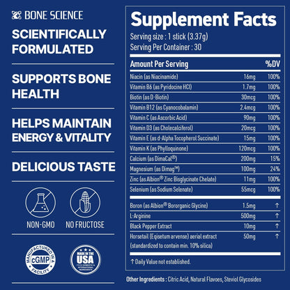 BONE SCIENCE PrimeHeight Multivitamin Powder for Kids & Teens, Bone & Immune Support, Sugar-Free Lemon Lime Flavor, 16 Key Nutrients, Easy Drink Mix, 30 Sticks - PrimeBioHealth - canada supplements