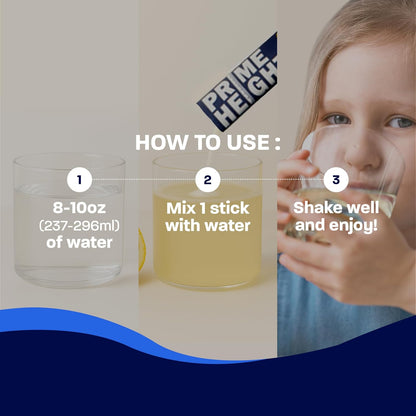 BONE SCIENCE PrimeHeight Multivitamin Powder for Kids & Teens, Bone & Immune Support, Sugar-Free Lemon Lime Flavor, 16 Key Nutrients, Easy Drink Mix, 30 Sticks - PrimeBioHealth - canada supplements