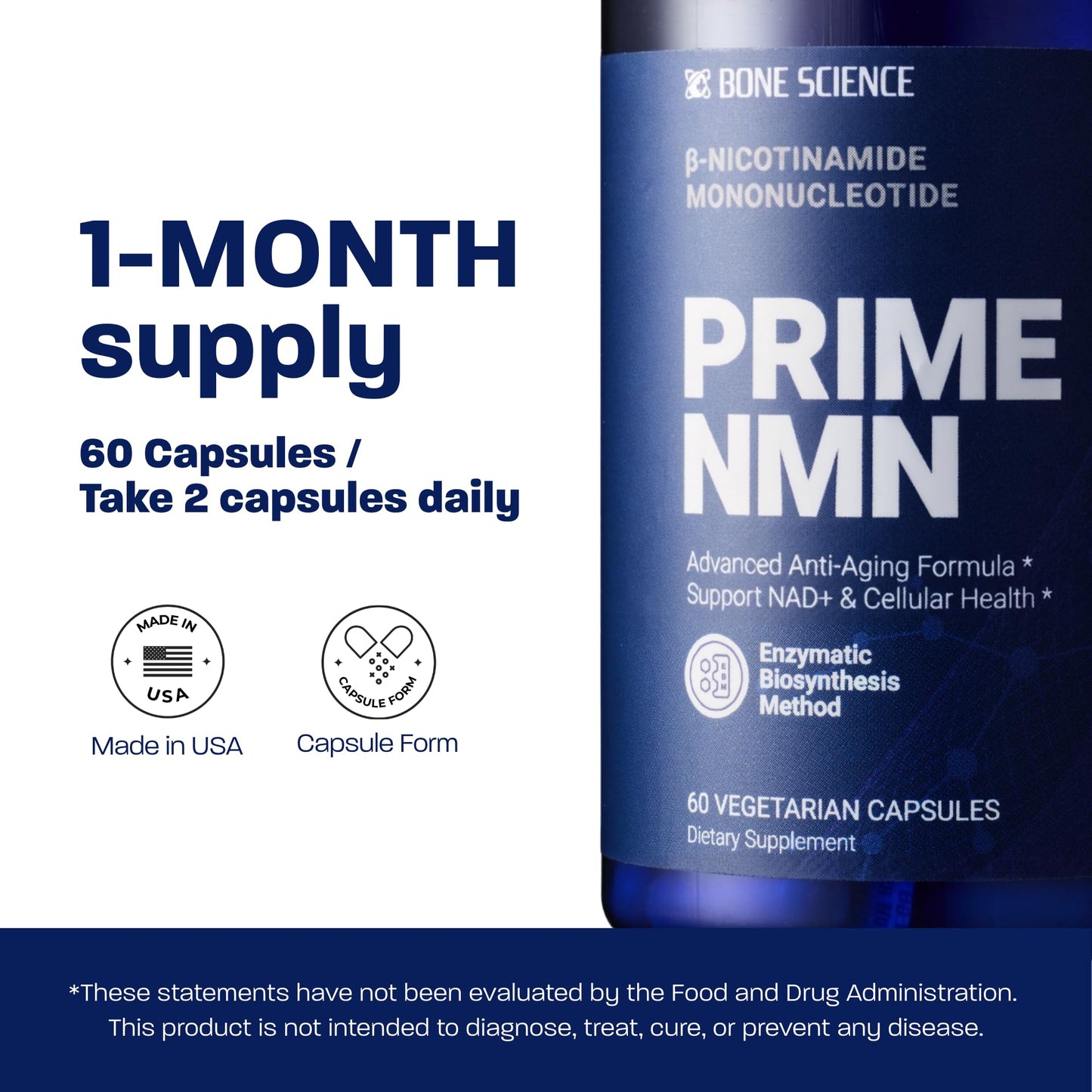 BONE SCIENCE Uthever NMN & Pterostilbene 6-in-1 Complex with Resveratrol, Glutathione & BioPerine - High Purity Stabilized NAD+ Precursor for Healthy Aging & Cellular Energy - 72 Vegetarian Capsules - PrimeBioHealth - canada supplements