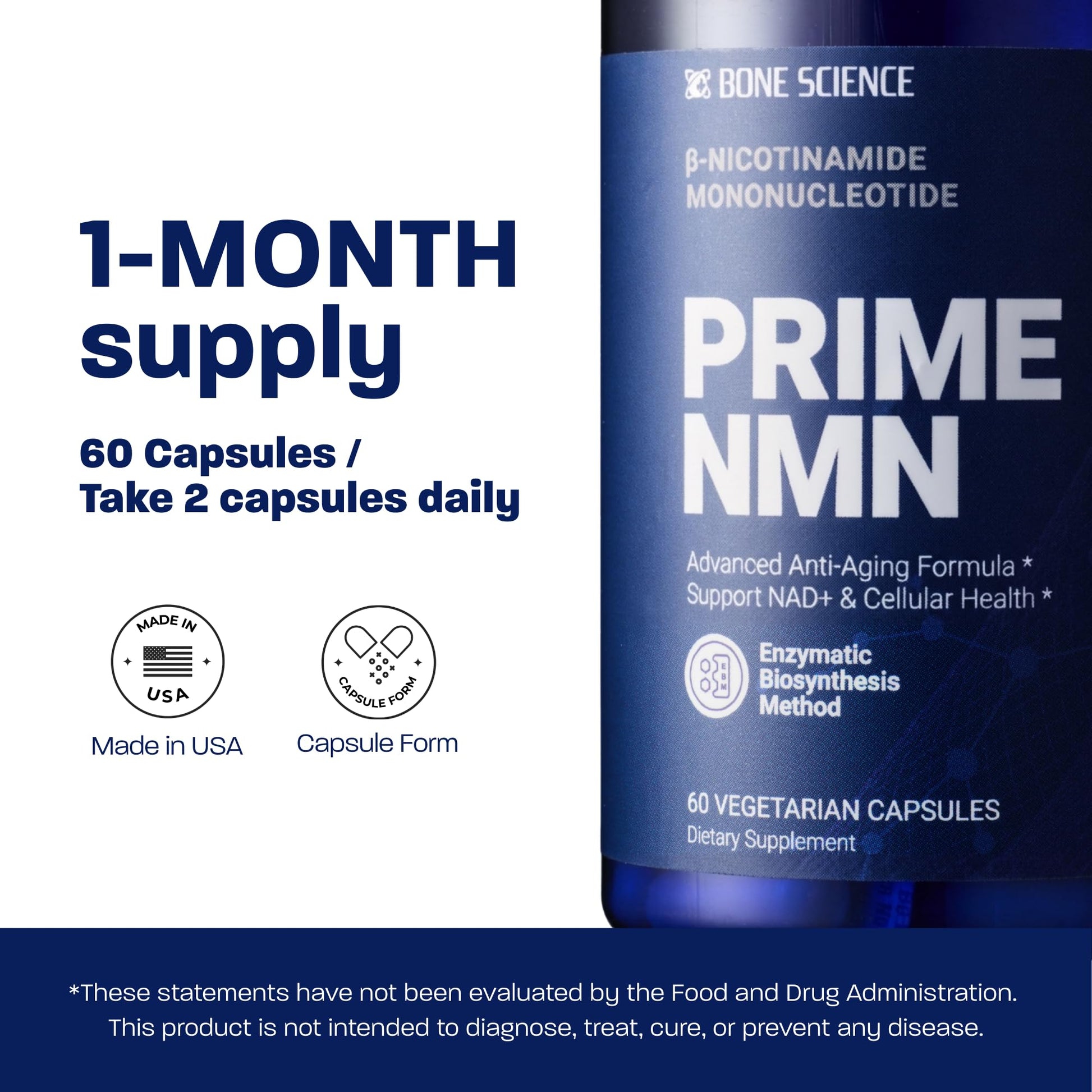 BONE SCIENCE Uthever NMN & Pterostilbene 6-in-1 Complex with Resveratrol, Glutathione & BioPerine - High Purity Stabilized NAD+ Precursor for Healthy Aging & Cellular Energy - 72 Vegetarian Capsules - PrimeBioHealth - canada supplements