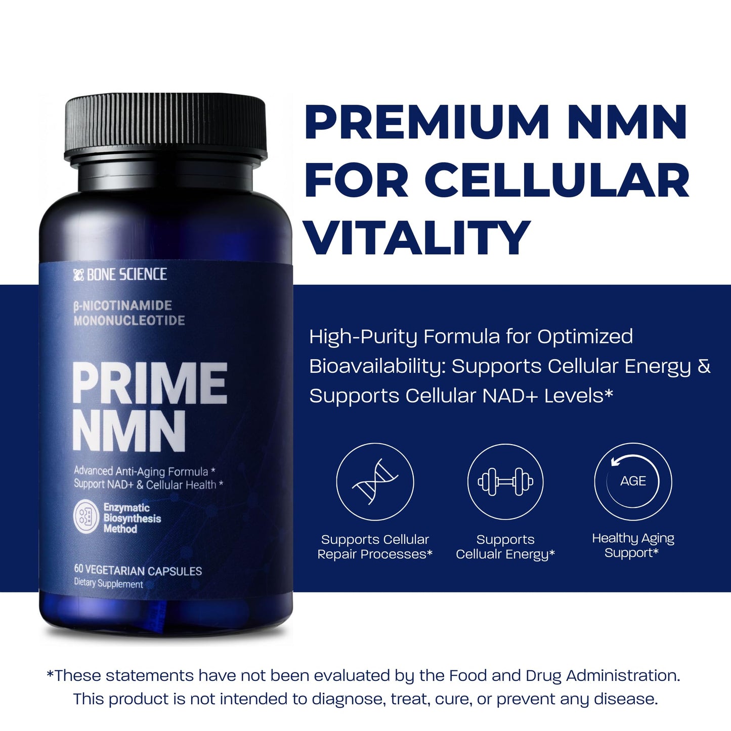 BONE SCIENCE Uthever NMN & Pterostilbene 6-in-1 Complex with Resveratrol, Glutathione & BioPerine - High Purity Stabilized NAD+ Precursor for Healthy Aging & Cellular Energy - 72 Vegetarian Capsules - PrimeBioHealth - canada supplements