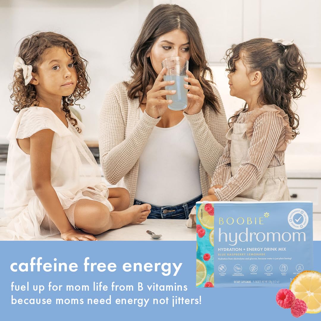 Boobie Hydromom Superfood Electrolyte Drink Mix, Blue Raspberry Lemonade | Refreshing Energy & Hydration Boost for Mamas | On-The-Go & Travel Essentials for Pregnancy, - PrimeBioHealth - canada supplements