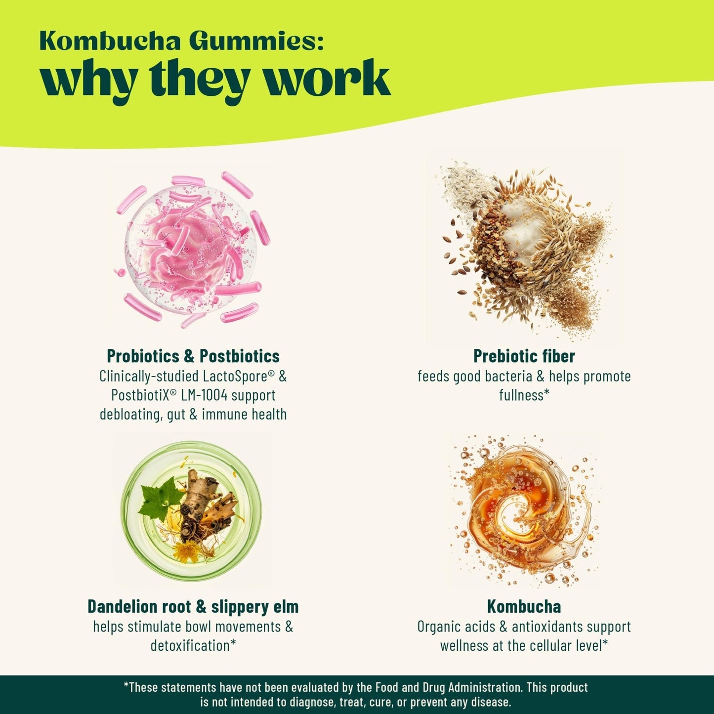 BoochBod - Probiotic Kombucha Gummy - Prebiotics, Probiotics, Postbiotics, Fiber Supplement, Slippery Elm, Dandelion Root - PrimeBioHealth - canada supplements
