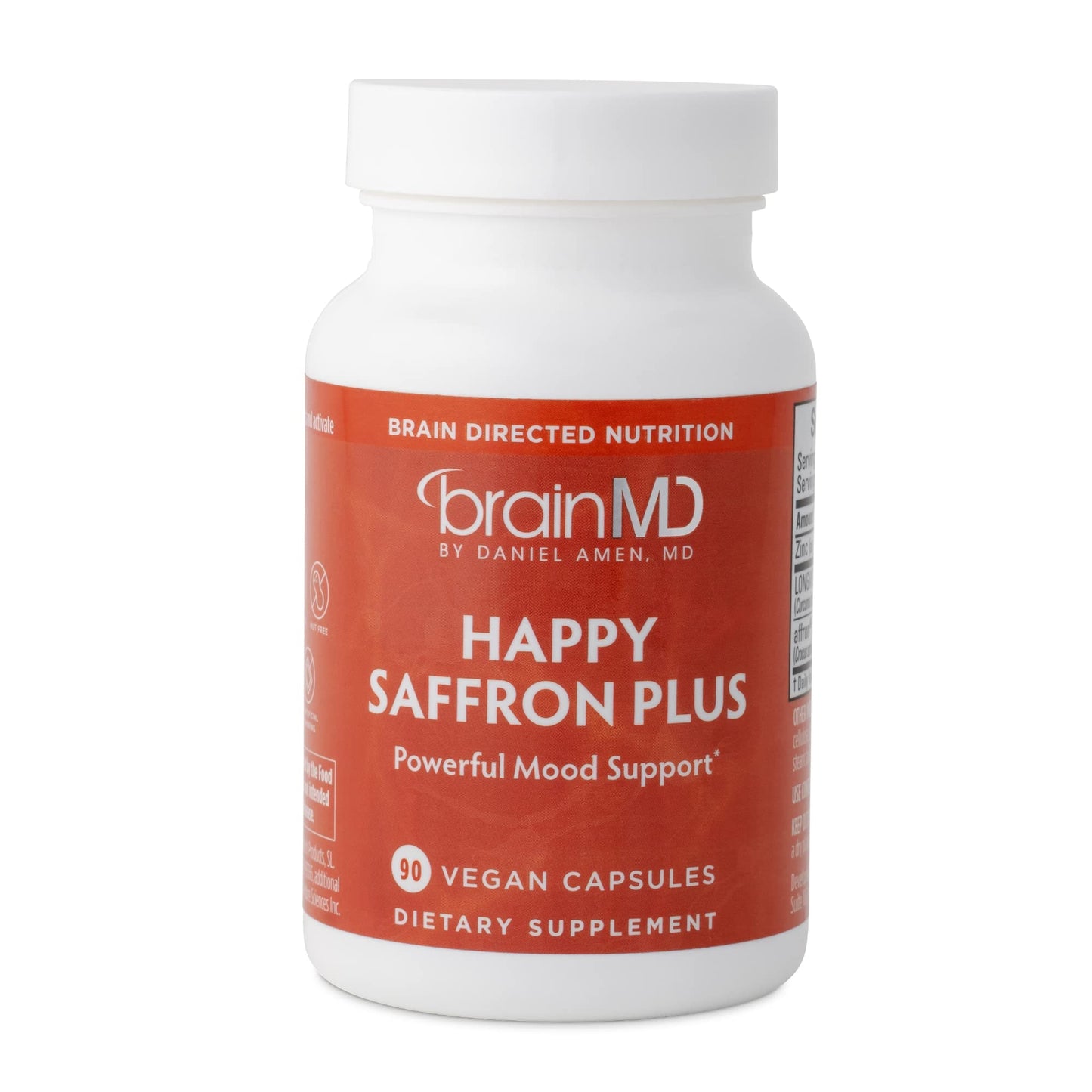 BRAINMD Dr Amen Happy Saffron Plus - 90 Capsules - with Saffron Flower Extract, Curcumin & Zinc - Vegan - PrimeBioHealth - canada supplements