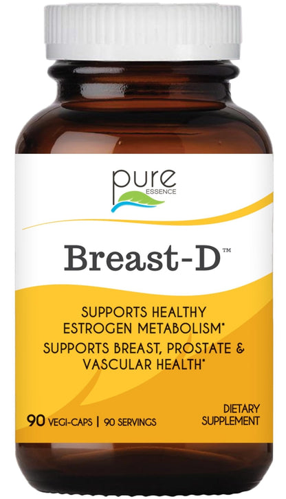 Breast D by Pure Essence - Natural Supplement for Estrogen Balance, Hormonal Acne, and Menopause Support with Vitamin D3, Calcium, Green Tea & Lycopene - 30 Capsules - PrimeBioHealth - canada supplements
