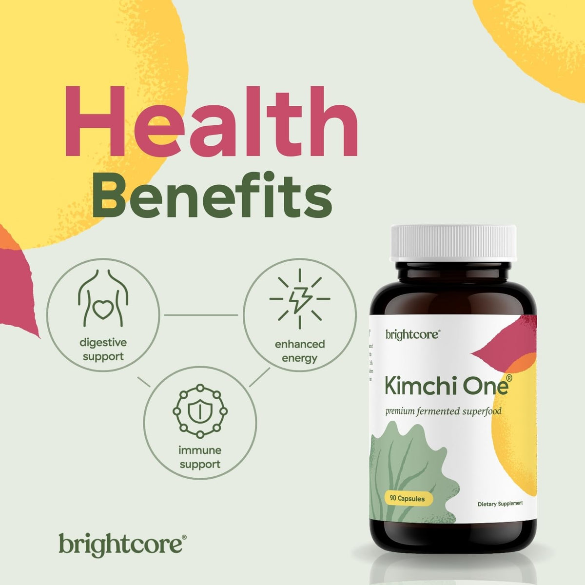 Brightcore Nutrition - Kimchi One, Kimchi Powder Capsules, Probiotics, Enzymes, & Antioxidant Supplement, Premium Gut Health Superfood - PrimeBioHealth - canada supplements