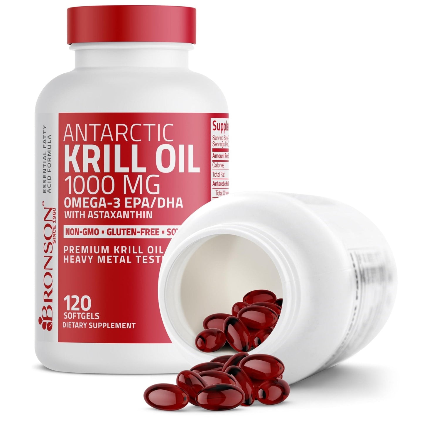 Bronson Antarctic Krill Oil 1000 mg with Omega-3s EPA, DHA, Astaxanthin and Phospholipids 120 Softgels - PrimeBioHealth - canada supplements