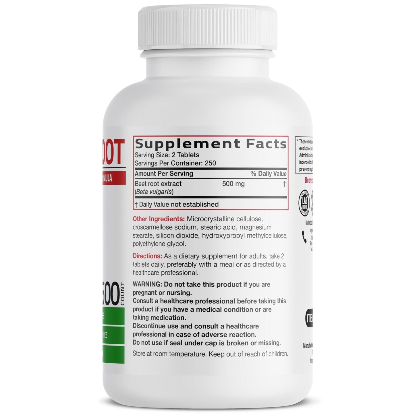 Bronson Beet Root Extra Strength, Non-GMO, 250 Vegetarian Tablets - PrimeBioHealth - canada supplements