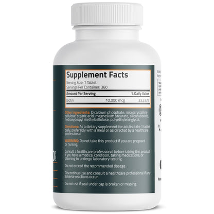 Bronson Biotin 10,000mcg, Supports Healthy Hair, Skin and Nails, Vegetarian, Non-GMO, 150 Tablets - PrimeBioHealth - canada supplements