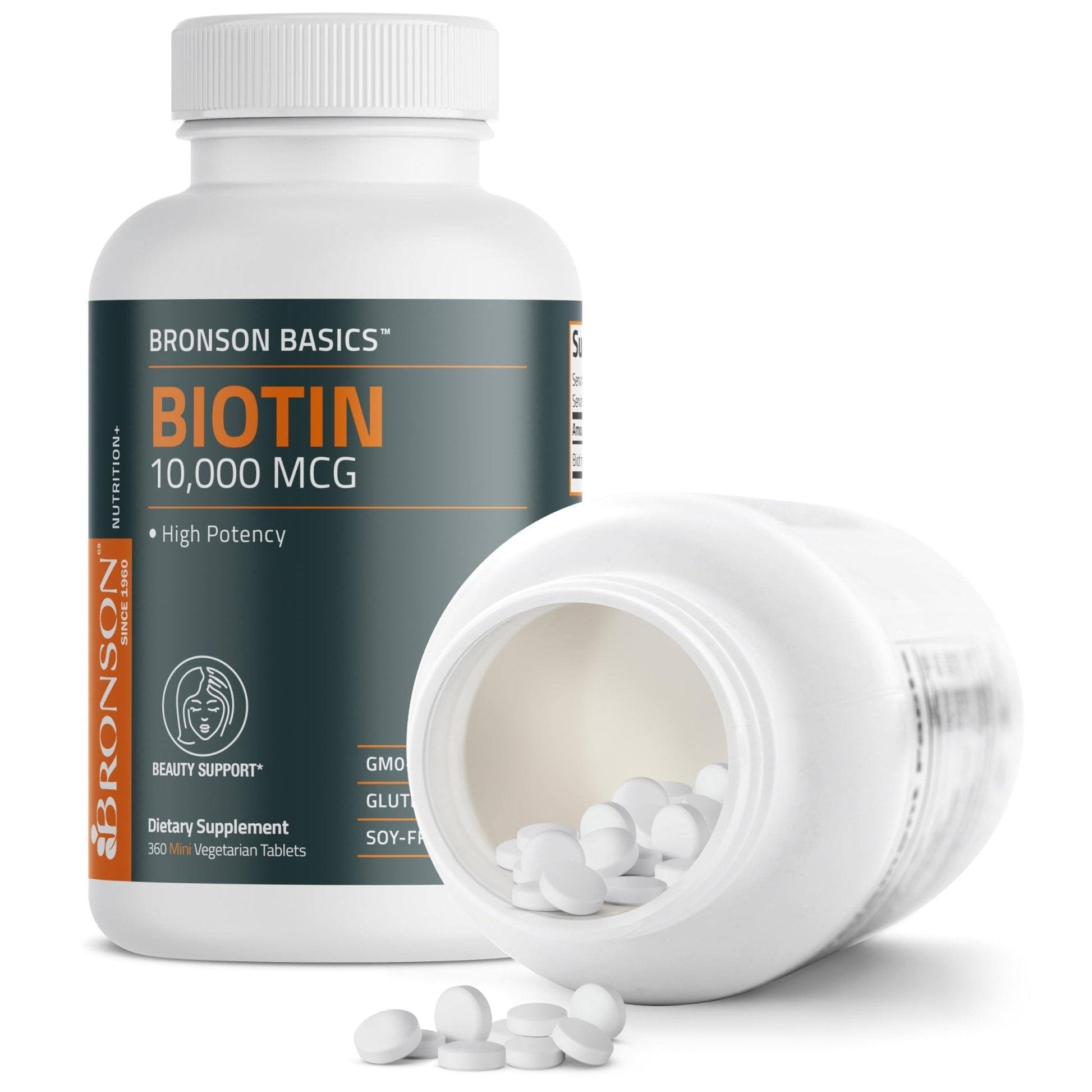 Bronson Biotin 10,000mcg, Supports Healthy Hair, Skin and Nails, Vegetarian, Non-GMO, 150 Tablets - PrimeBioHealth - canada supplements