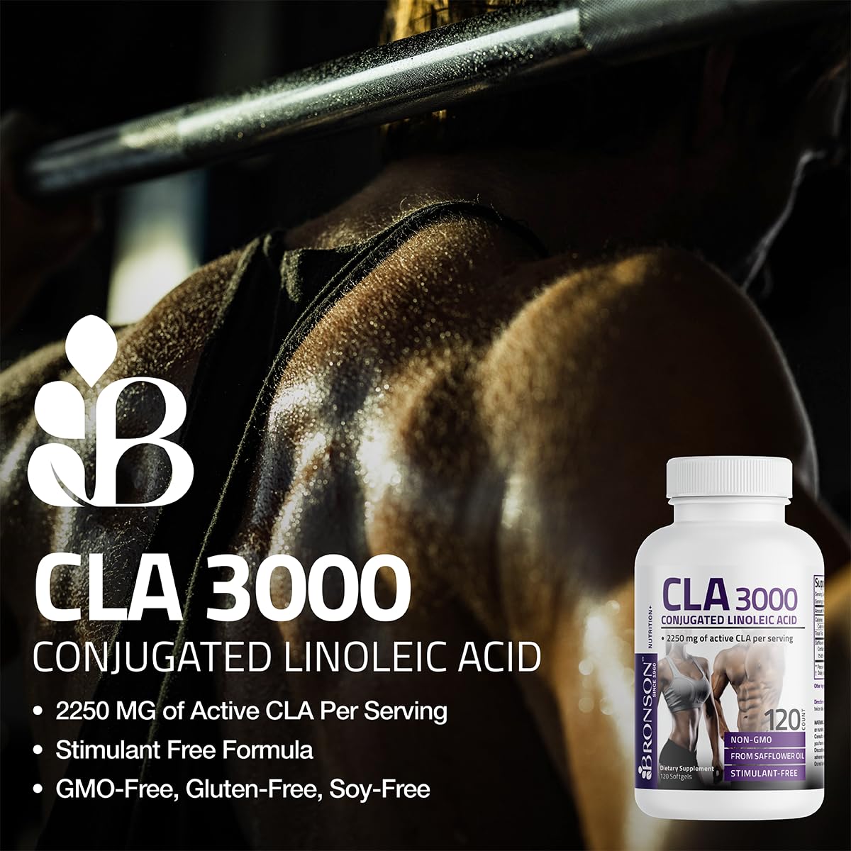 Bronson CLA 3000 Extra High Potency Supports Healthy Weight Management Lean Muscle Mass Non-Stimulating Conjugated Linoleic Acid 120 Softgels - PrimeBioHealth - canada supplements