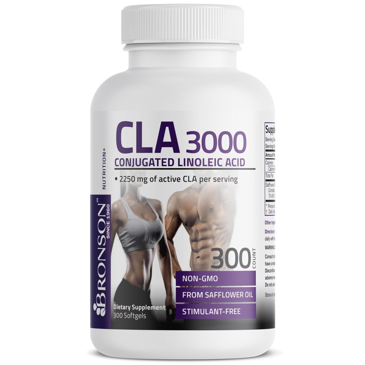 Bronson CLA 3000 Extra High Potency Supports Healthy Weight Management Lean Muscle Mass Non-Stimulating Conjugated Linoleic Acid 120 Softgels - PrimeBioHealth - canada supplements