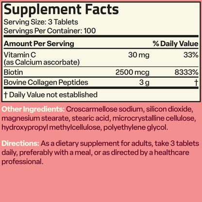 Bronson Collagen Peptides 3000mg (per Serving) with Biotin & Vitamin C - for Hair, Skin & Nails Support, Non-GMO, 90 Tablets - PrimeBioHealth - canada supplements