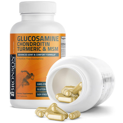 Bronson Glucosamine Chondroitin Turmeric & MSM Advanced Joint & Cartilage Formula, Supports Healthy Joints, Mobility & Cartilage - Non-GMO, 60 Capsules - PrimeBioHealth - canada supplements