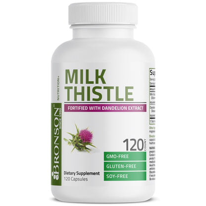 Bronson Milk Thistle Silymarin Marianum & Dandelion Extract Liver Health Support, Antioxidant Support, Detox, 120 Capsules - PrimeBioHealth - canada supplements