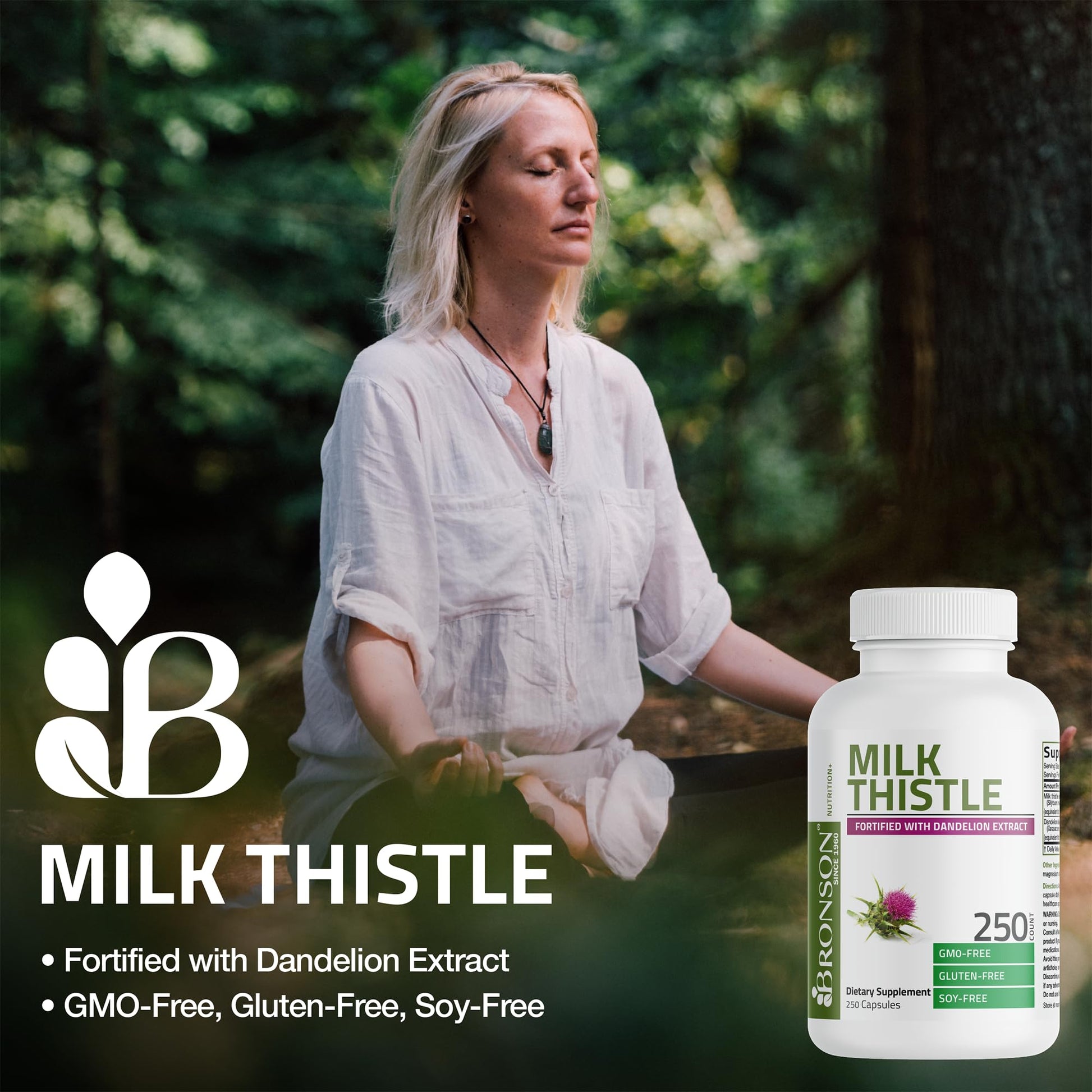 Bronson Milk Thistle Silymarin Marianum & Dandelion Extract Liver Health Support, Antioxidant Support, Detox, 120 Capsules - PrimeBioHealth - canada supplements