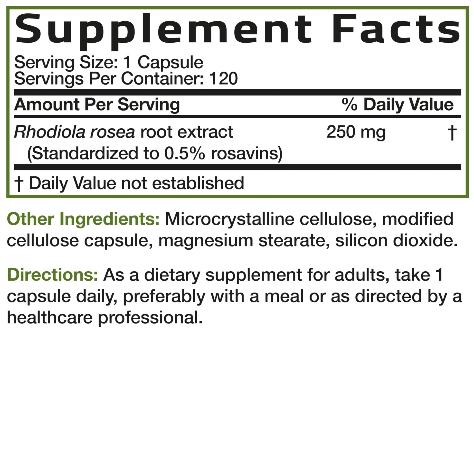 Bronson Rhodiola Rosea Vegetarian Capsules - Adaptogenic Herb - Brain, Stress & Mood Support - Non-GMO, 60 Count - PrimeBioHealth - canada supplements