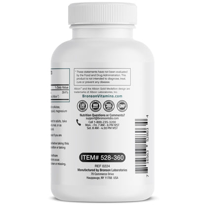 Bronson Selenium 200 mcg – Yeast Free Chelated Amino Acid Complex - Essential Trace Mineral with Superior Absorption, 250 Vegetarian Capsules - PrimeBioHealth - canada supplements