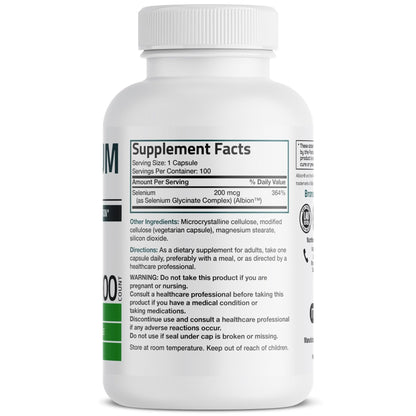 Bronson Selenium 200 mcg – Yeast Free Chelated Amino Acid Complex - Essential Trace Mineral with Superior Absorption, 250 Vegetarian Capsules - PrimeBioHealth - canada supplements
