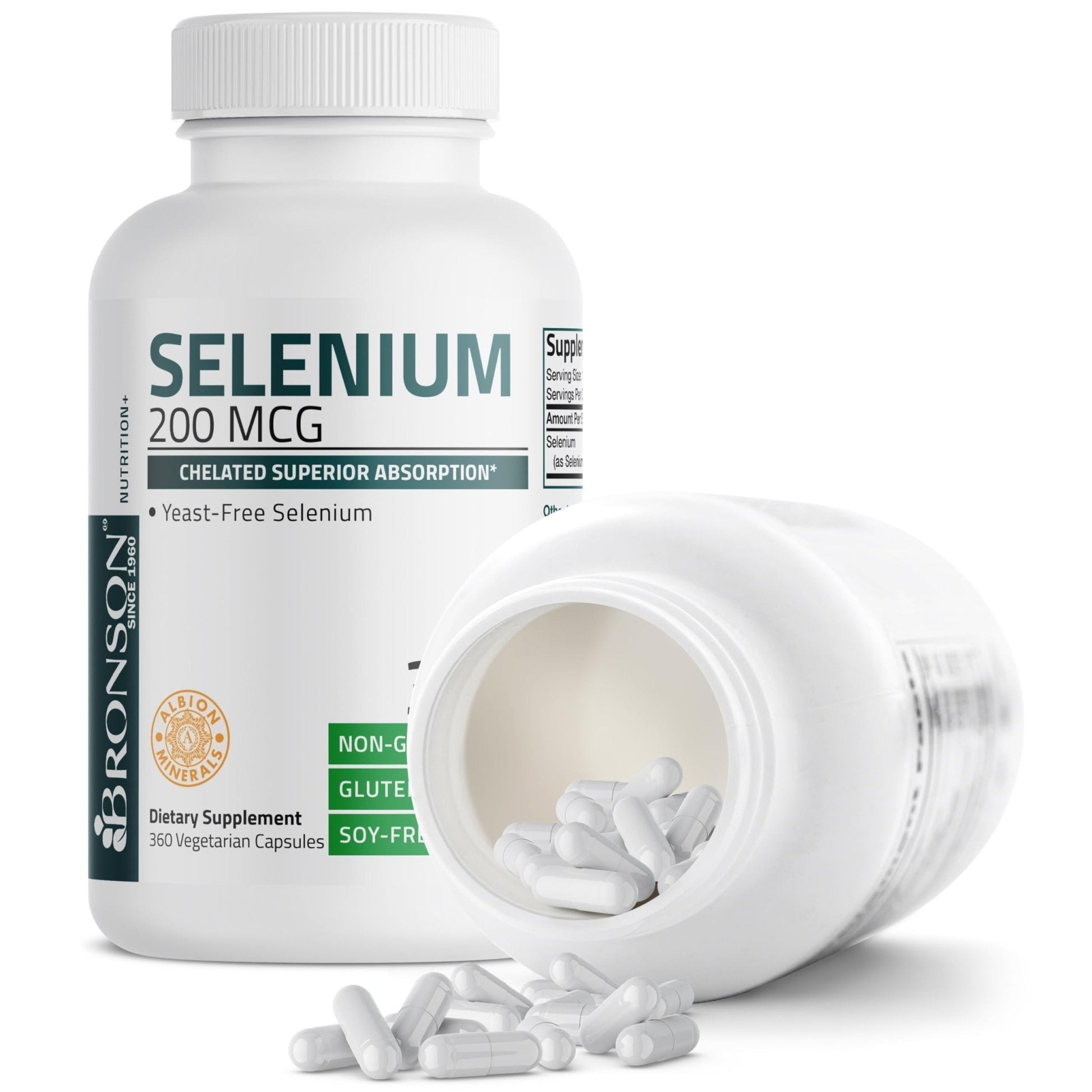 Bronson Selenium 200 mcg – Yeast Free Chelated Amino Acid Complex - Essential Trace Mineral with Superior Absorption, 250 Vegetarian Capsules - PrimeBioHealth - canada supplements