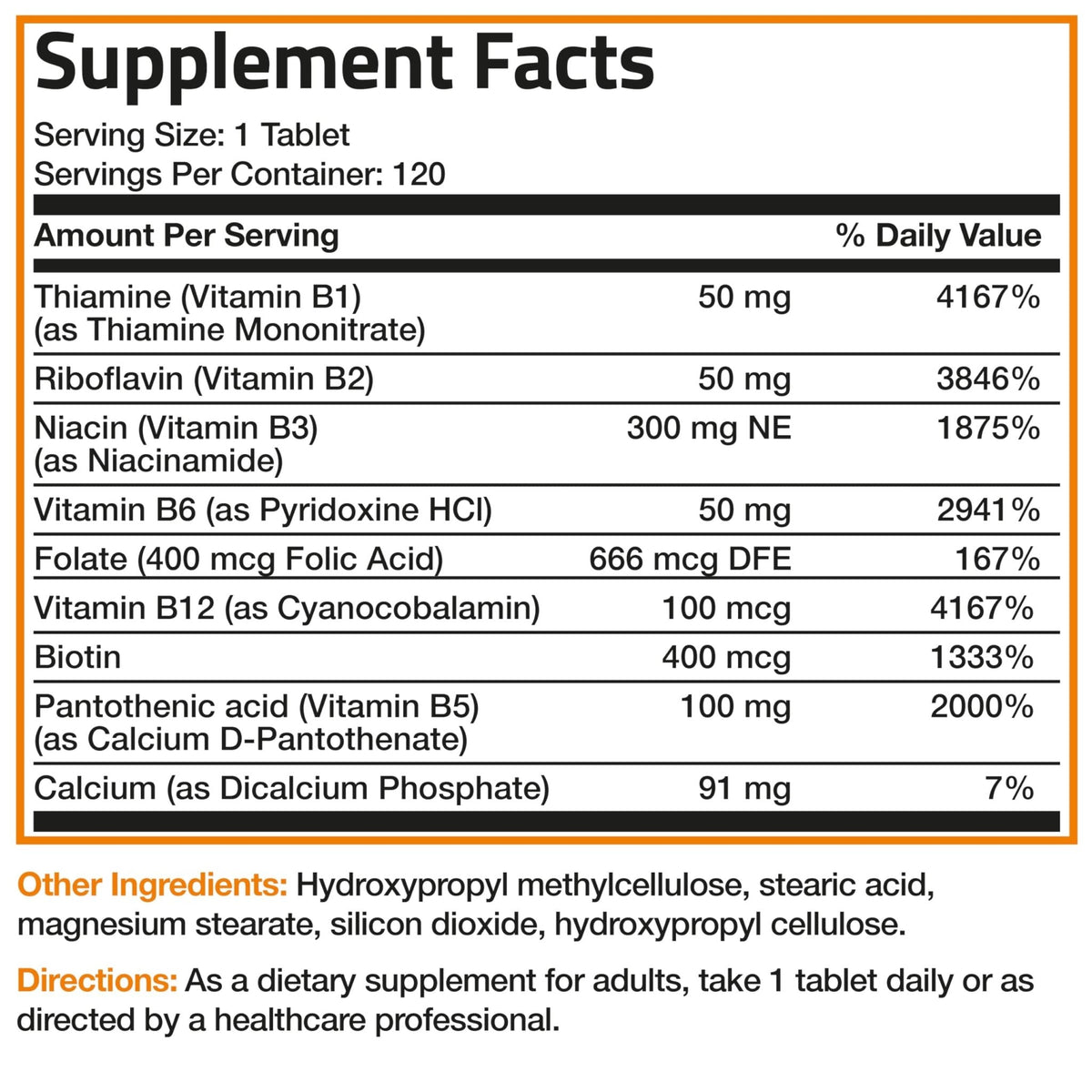 Bronson Super B Vitamin B Complex Sustained Slow Release (Vitamin B1, B2, B3, B6, B9 - Folic Acid, B12) Contains All B Vitamins 60 Tablets - PrimeBioHealth - canada supplements