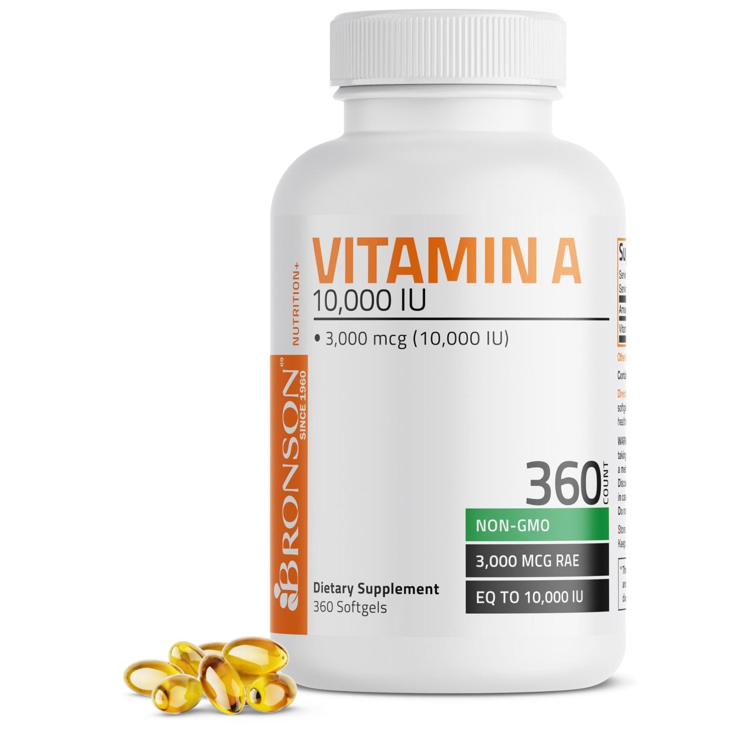 Bronson Vitamin A 10,000 IU Premium Non-GMO Formula Supports Healthy Vision & Immune System and Healthy Growth & Reproduction, 360 Softgels - PrimeBioHealth - canada supplements