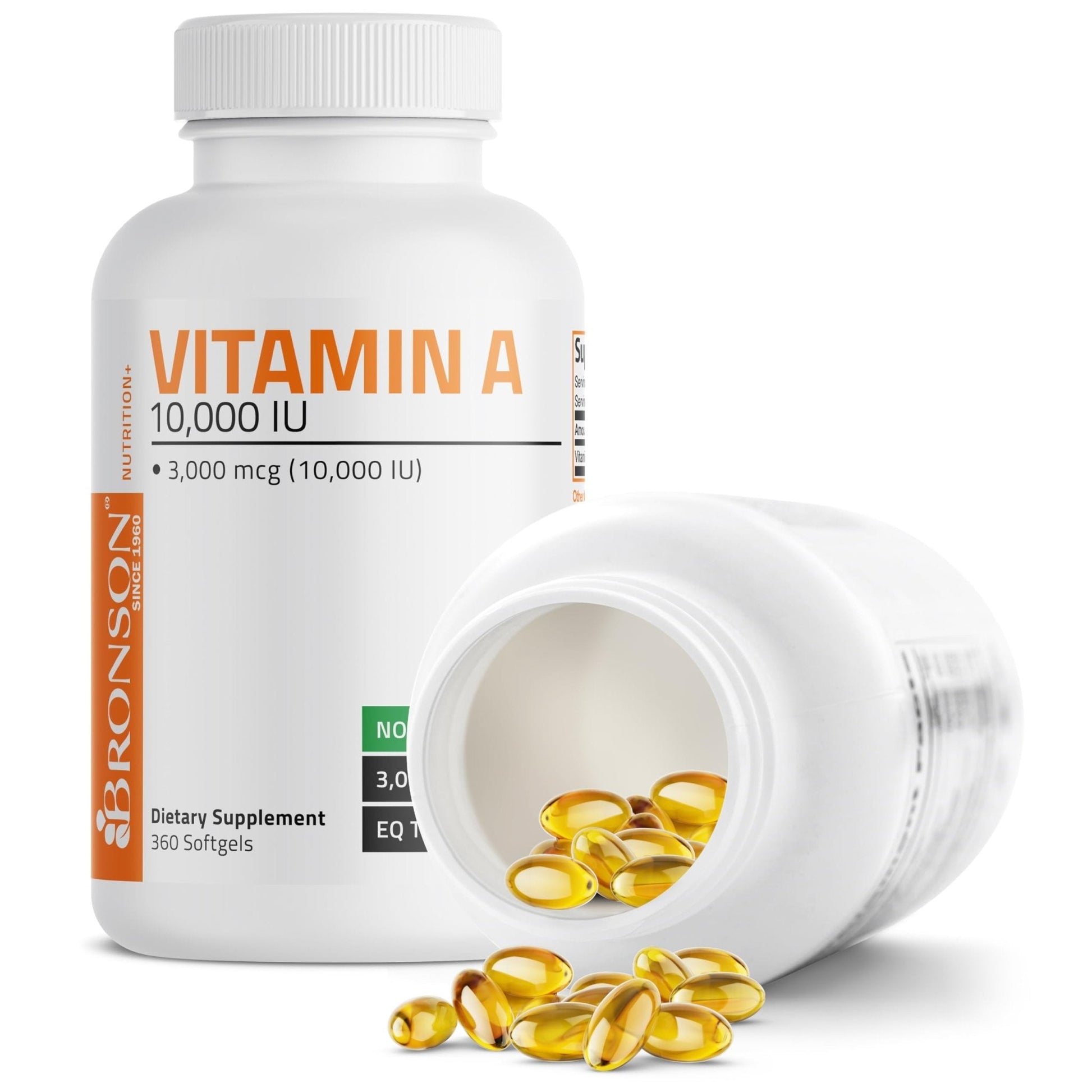 Bronson Vitamin A 10,000 IU Premium Non-GMO Formula Supports Healthy Vision & Immune System and Healthy Growth & Reproduction, 360 Softgels - PrimeBioHealth - canada supplements