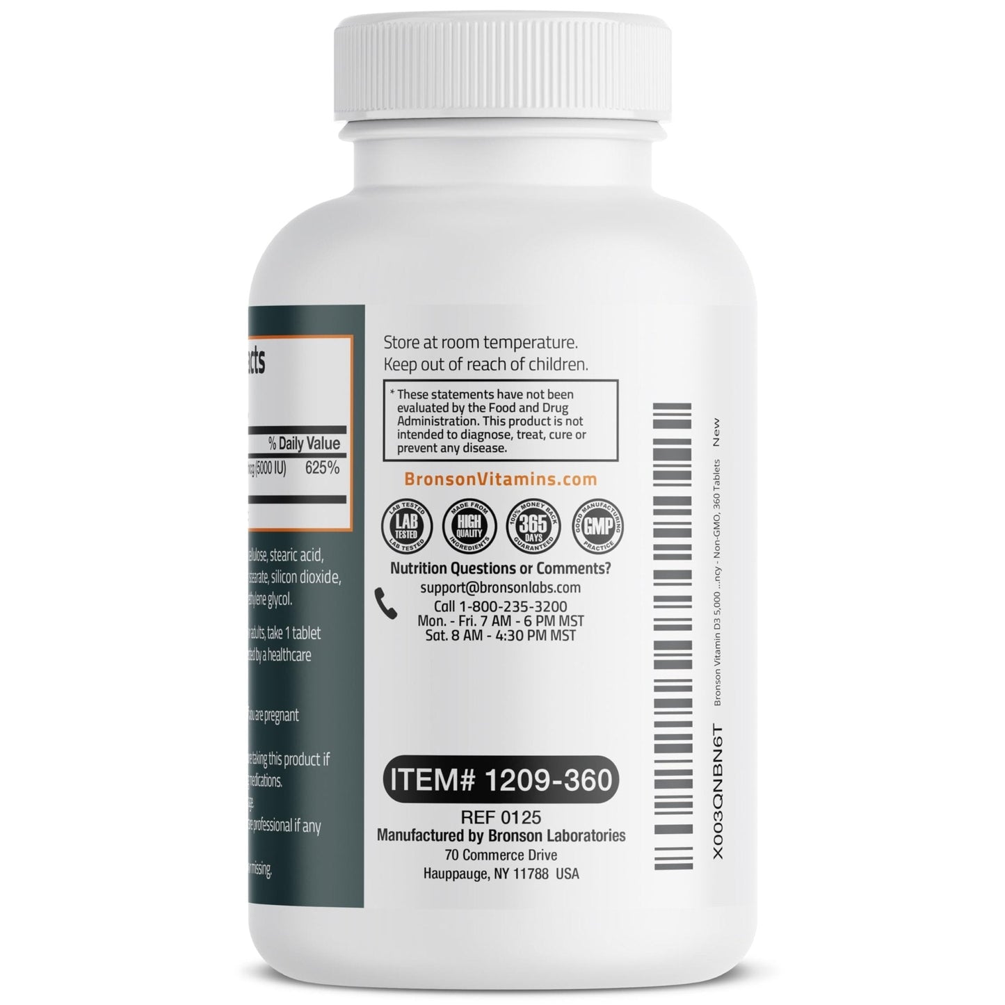 Bronson Vitamin D3 5000iu (125mcg) Healthy Muscle Function and Immune Support, Non-GMO, 360 Tablets - PrimeBioHealth - canada supplements