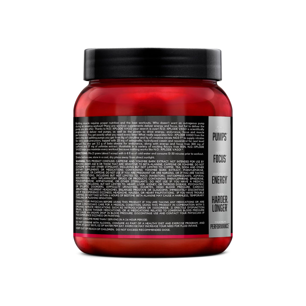 BSN N.O.-XPLODE Vaso Pre Workout Powder with 8g of L-Citrulline and 3.2g Beta-Alanine and Energy, Flavor: Cherry Bomb, 24 Servings - PrimeBioHealth - canada supplements