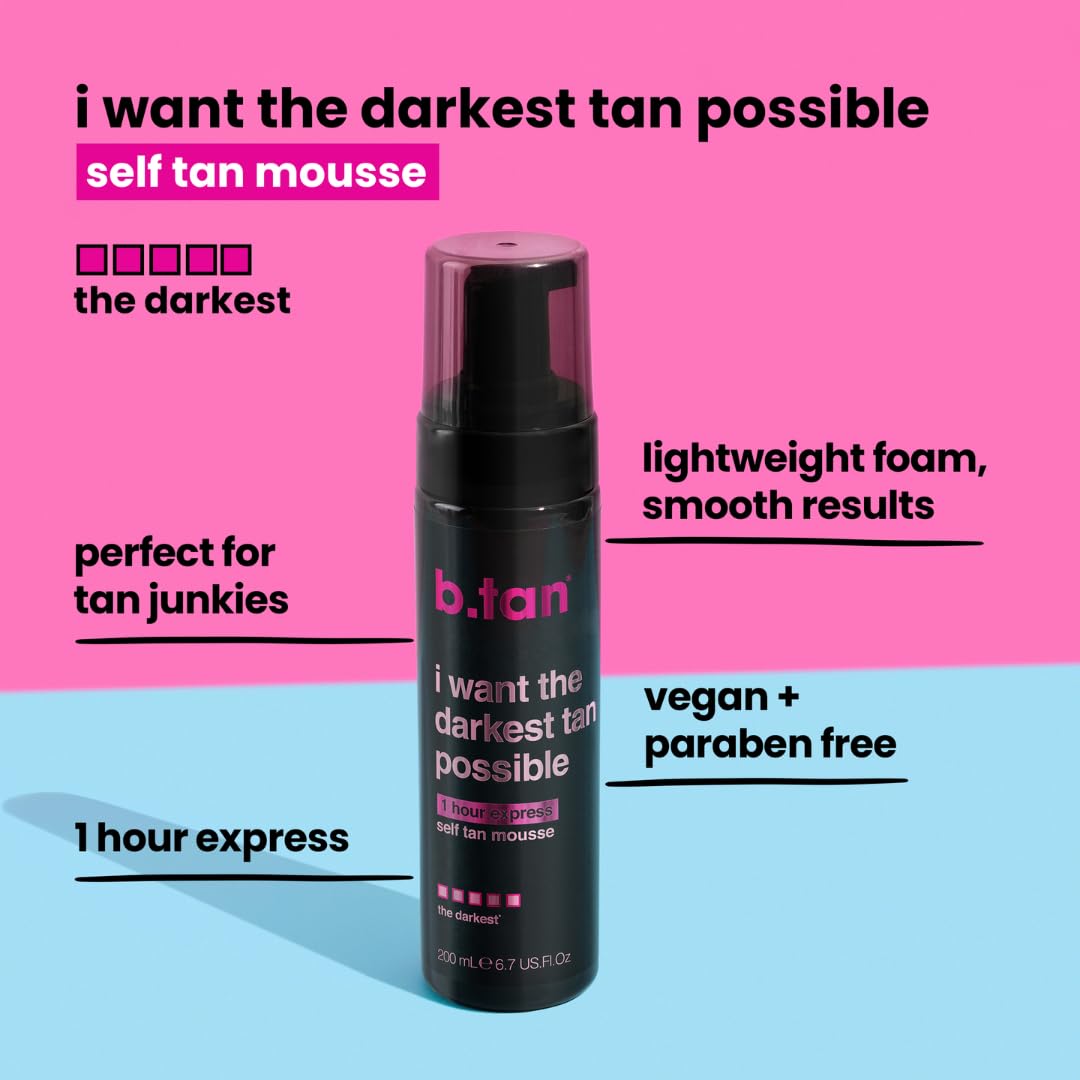 b.tan Ultra Dark Self Tanner Mousse | I Want The Darkest Tan Possible - Fast, 1 Hour Express - PrimeBioHealth - canada supplements