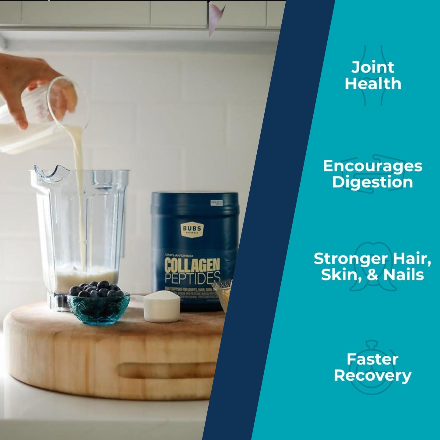 BUBS Naturals Collagen Peptides Powder, Collagen for Women & Men, Hydrolyzed Peptides, Unflavored Pasture Raised Grass Fed, Paleo Keto Friendly - PrimeBioHealth - canada supplements