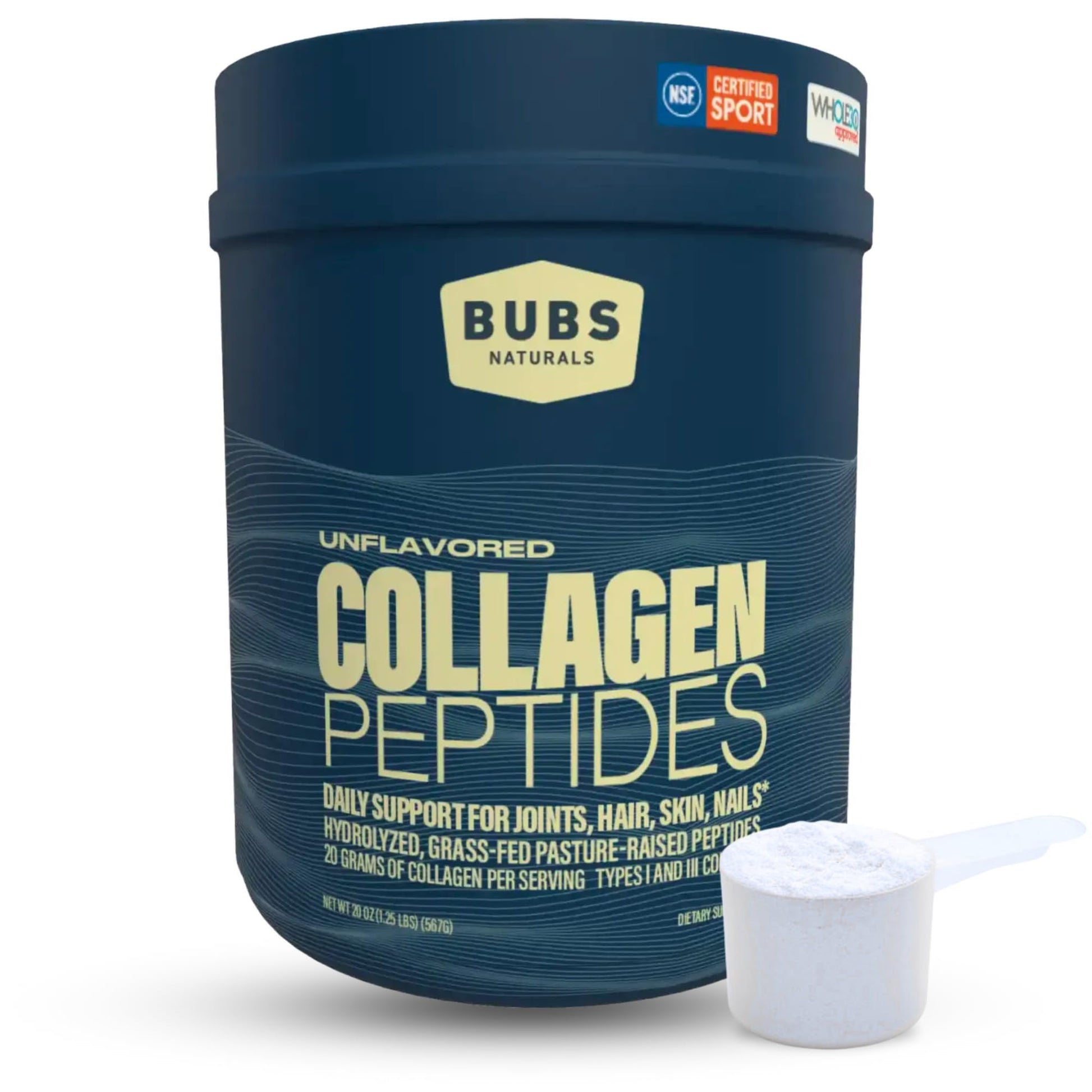 BUBS Naturals Collagen Peptides Powder, Collagen for Women & Men, Hydrolyzed Peptides, Unflavored Pasture Raised Grass Fed, Paleo Keto Friendly - PrimeBioHealth - canada supplements