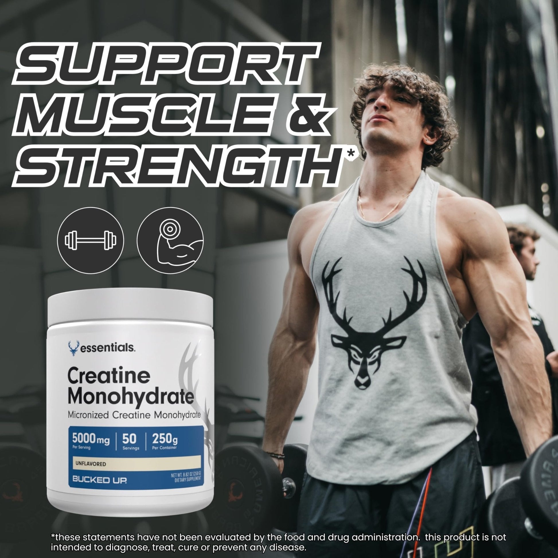 Bucked Up Pure Micronized Creatine Monohydrate for Women and Men - Easy to Mix and Unflavored - 5G Per Serving - PrimeBioHealth - canada supplements