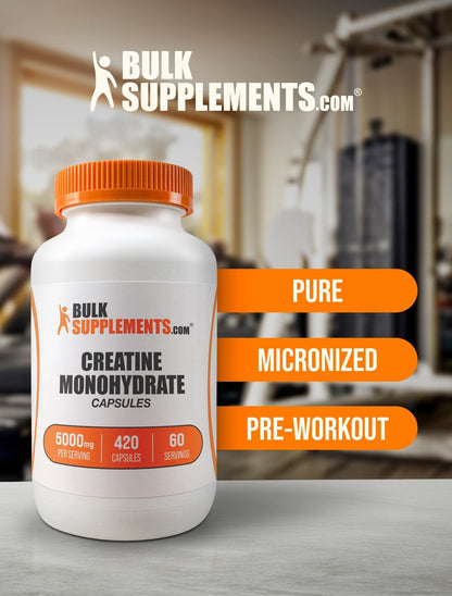BulkSupplements.com Creatine Monohydrate Capsules - Micronized Creatine Pills - Gluten Free, 7 Capsules per Serving - PrimeBioHealth - canada supplements