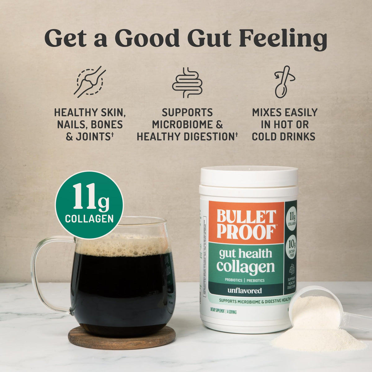 Bulletproof Unflavored Gut Health Collagen Protein, 14 Ounces, 10g Grass-Fed Collagen Peptides for Gut, Skin, Bone and Joint Support - PrimeBioHealth - canada supplements