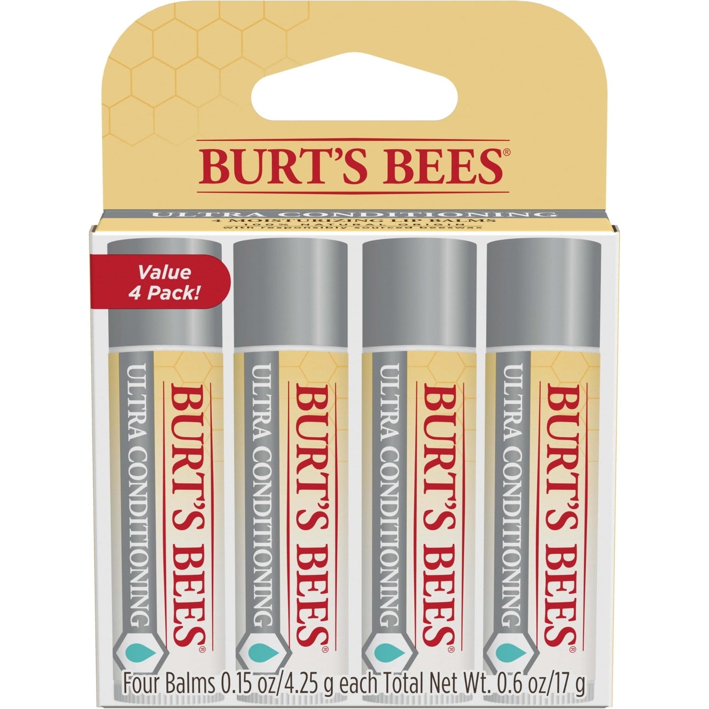 Burt's Bees Lip Balm, Moisturizing Lip Care, 100% Natural Origin, Ultra Conditioning with Shea, Cocoa & Kokum Butter (4 Pack) - PrimeBioHealth - canada supplements