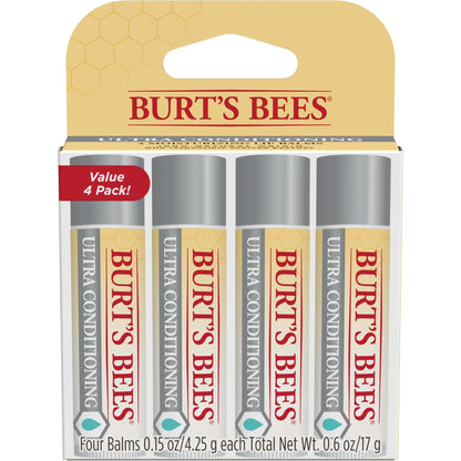 Burt's Bees Lip Balm, Moisturizing Lip Care, 100% Natural Origin, Ultra Conditioning with Shea, Cocoa & Kokum Butter (4 Pack) - PrimeBioHealth - canada supplements