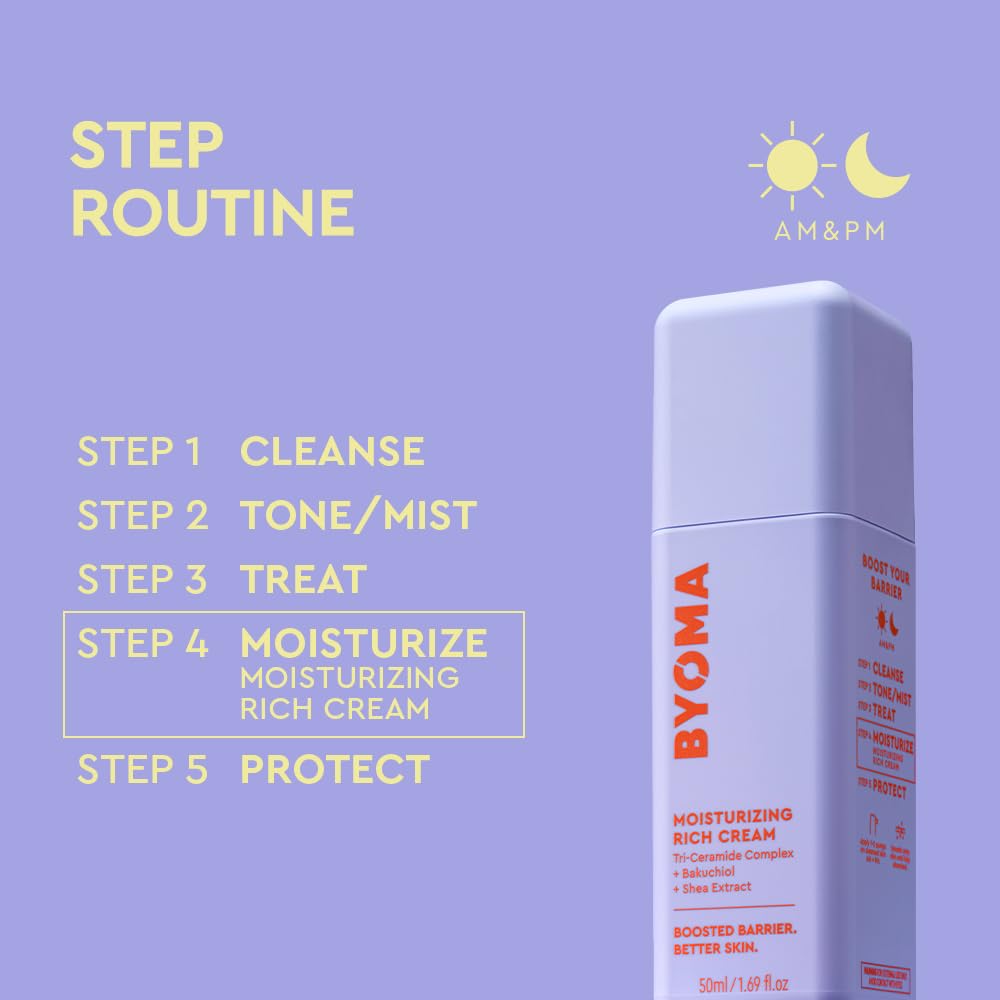BYOMA Moisturizing Rich Cream - Barrier Repair Cream Face Lotion with Bakuchiol & Shea Extract - Ceramide Face Moisturizer for Dry Skin - PrimeBioHealth - canada supplements